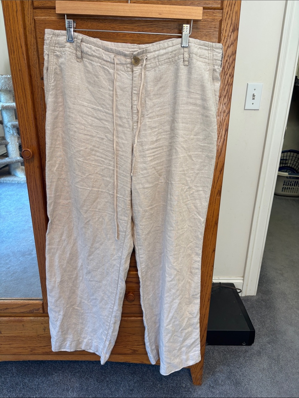 Liz Claiborne Wide Leg Linen-Blend Pants in Beige